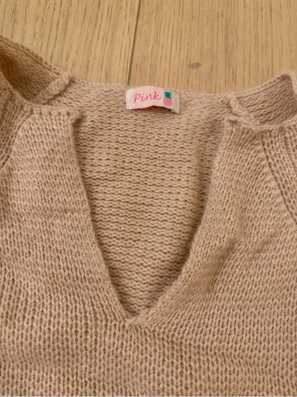 Pink Lily Dusty Pink V-Neck Knit Sweater - Image 3