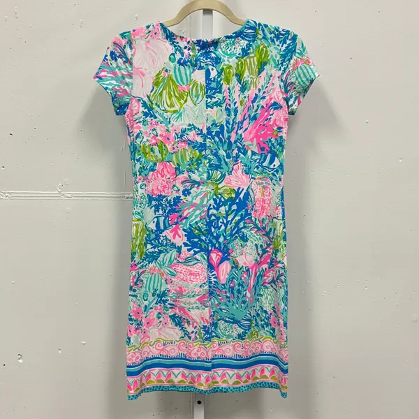 Lilly Pulitzer Tropical Reef Sea Life Print Split Neck Knit Shift Mini Dress XXS - Image 2