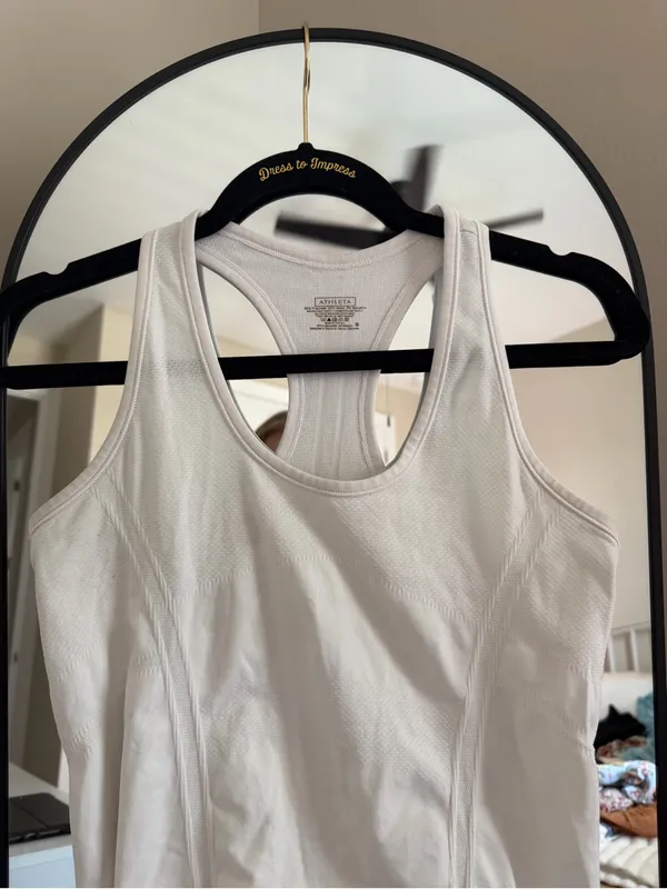 Athleta White Racerback Ruched Workout Tank - Image 2