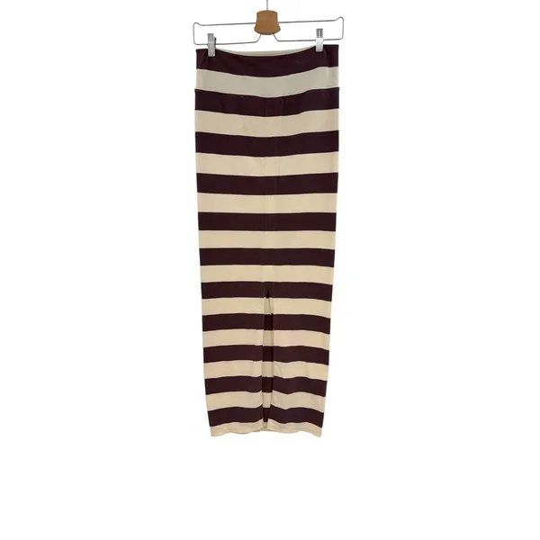 Free People Stripe Column Maxi Skirt Aubergine Oatmeal Stripe Knit Size Small‎ - Image 7