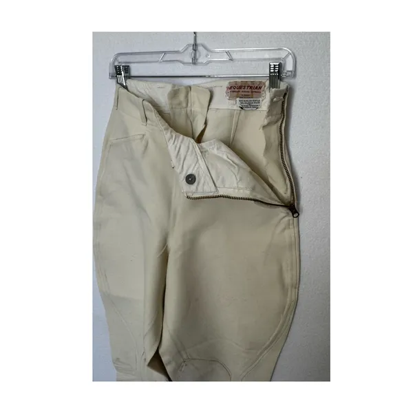 1970s Vintage Equestrian Riding Breeches Cream XXS XS Side Zip Jodhpurs - Image 7