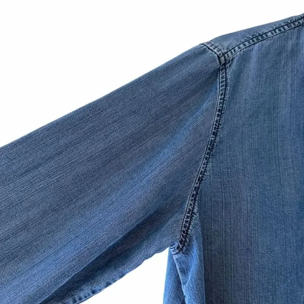 Gap 1969 100% Lyocell Medium Indigo Long Tunic Sleeves Button Down SZ XL #2578 - Image 4