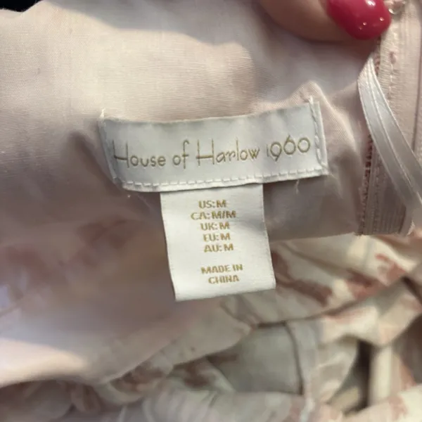 House of Harlow Linen Blend Midi‎ Dress Strap Tie Boho Beachy Resort Medium - Image 6