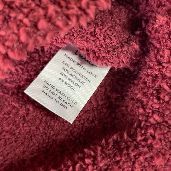 Lulus Womens Burgundy Fuzzy Knit Cropped Turtleneck Sweater Size M Wool Blend - Image 4