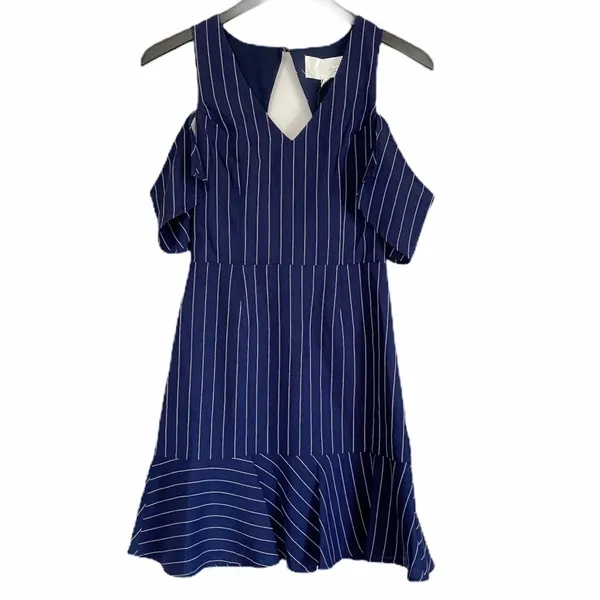 NWT J.O.A. Pinstripe Cold Shoulder Dress XS - Image 3