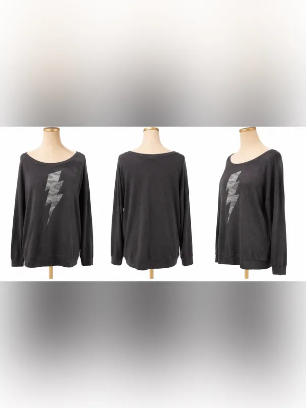 Torrid Sleep Gray Camo Lightning Bolt Pullover Sweatshirt Size 0 (Large 12/14) - Image 4