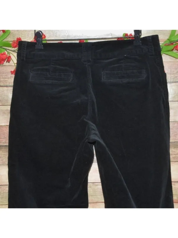Lee Womens 14 M Black Corduroy Pants Just Below Waist Stretch Straight Leg - Image 4
