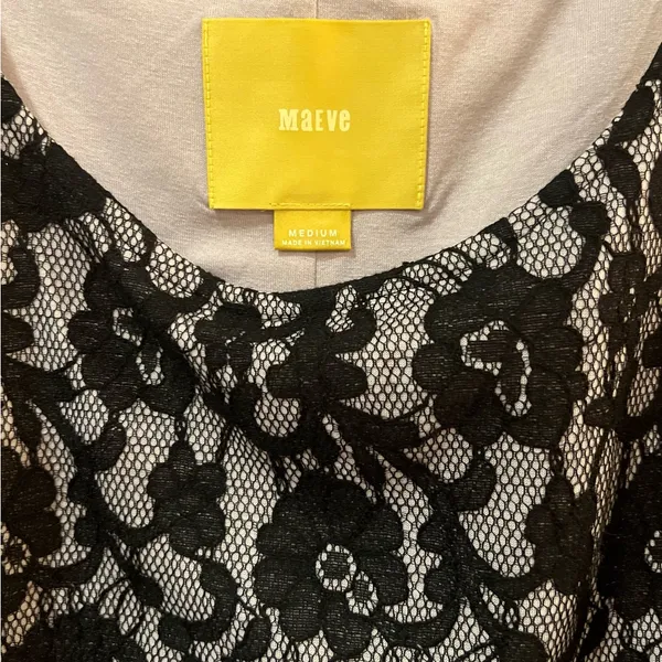Maeve x Anthropologie Sirena Lilac & Black Lace‎ Fit & Flare Ruffle Dress Medium - Image 9