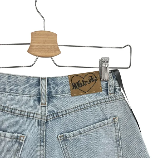 White Fox Boutique Hurt Feelings Denim Shorts Powder Blue Wash Size‎ XXS - Image 6