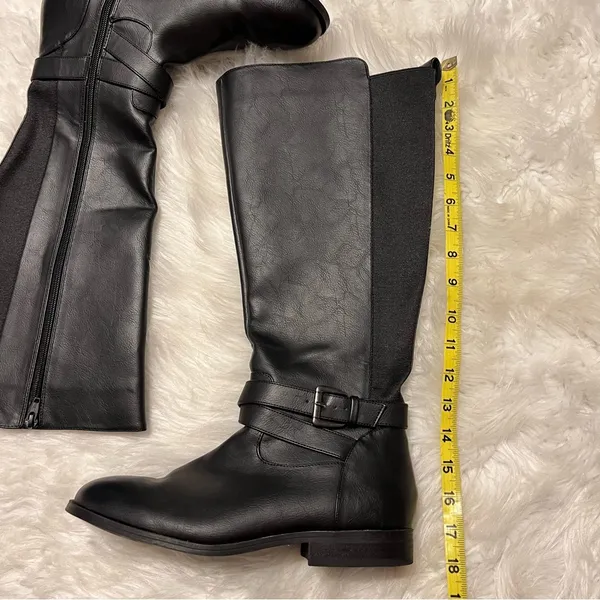 A New Day Black Faux Leather Tall Riding Boots Target Size 10 Buckle detail - Image 5