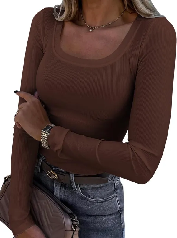 Brown Henley Long Sleeve Shirt - Image 2