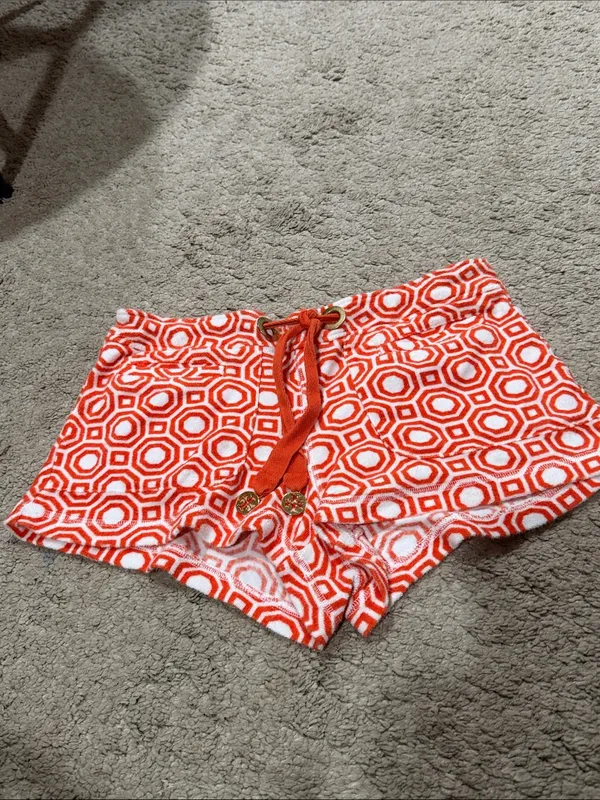 Tory Burch "Octagon" geometric print terrycloth shorts size S EUC - Image 2