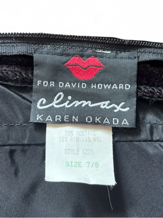 Climax by Karen Okada for David Howard VTG Gold Burgundy Velvet Strapless Dress - Image 2