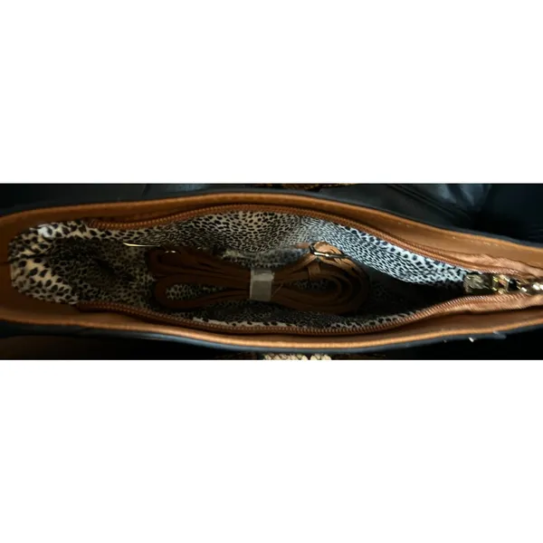 Women’s Light Brown Tote and Smaller Handbag Set‎ Animal Print - Image 9