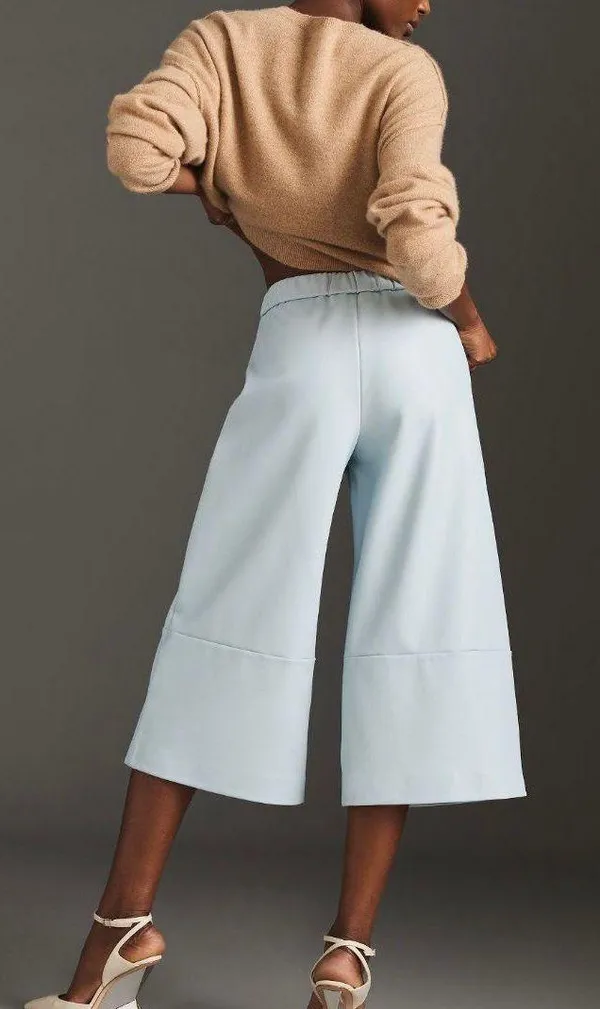 Maeve Faux Leather Cropped Wide-Leg Pants, Size XS/S - Image 4