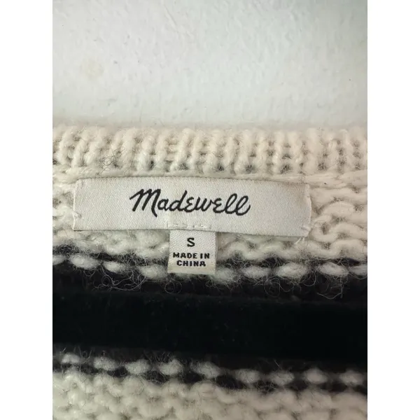 Madewell Ballon Sleeve Pullover Striped Sweater Size Small Alpaca Wool - Image 6