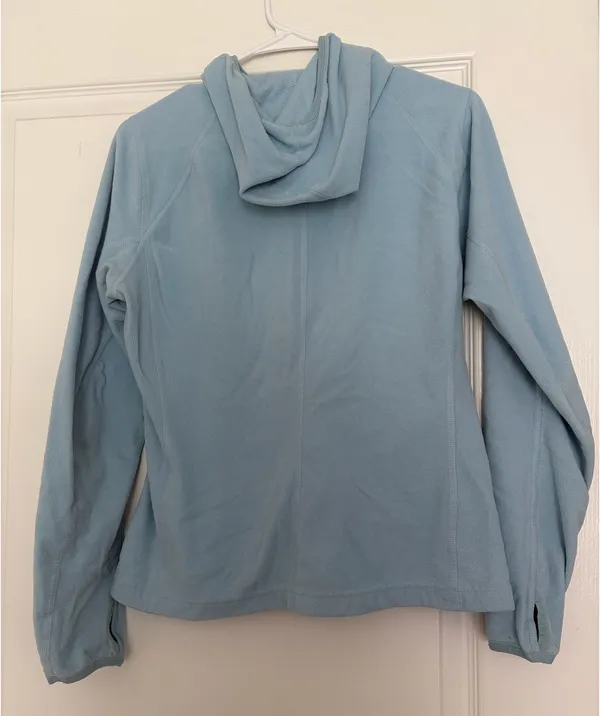 North Face Hoodie Zip Up Fleece Jacket Light Blue - Image 2