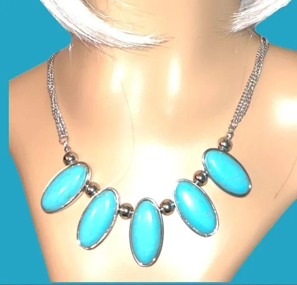 Very nice silver and turquoise necklace! Blue - Image 5