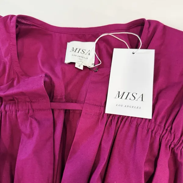 Misa Pink Los Angeles Camila Cinched Mini Dress Magenta Pink Pockets SMALL - Image 14