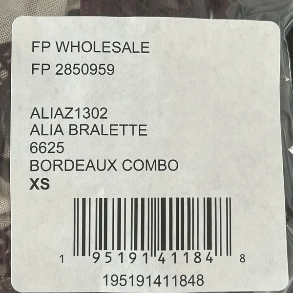 Free People Intimately Alia Bralette Bra X-Small Bordeaux Floral Lace Lingerie - Image 8