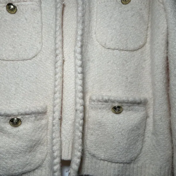 J.Crew Women Ivory Merino Wool Alpaca Blend Lady Jacket Cardigan BM246 Small - Image 3