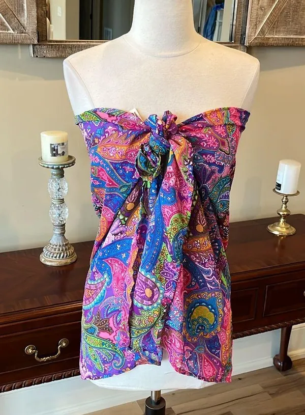 Beach Coverup Wrap Swim New Womens XS S M L Sarong Colorful - Image 14