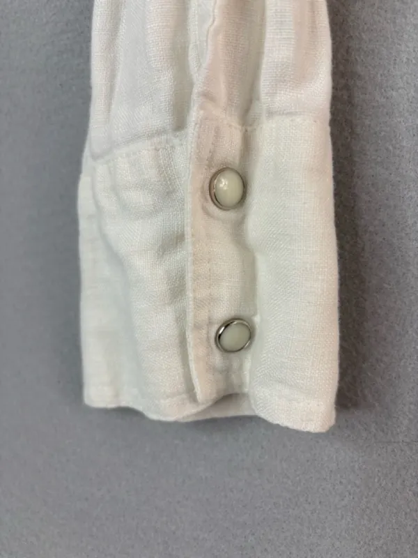 ivy jane S Western Pearl Snap Ivory Linen Tie-Front Crop Top - Image 5