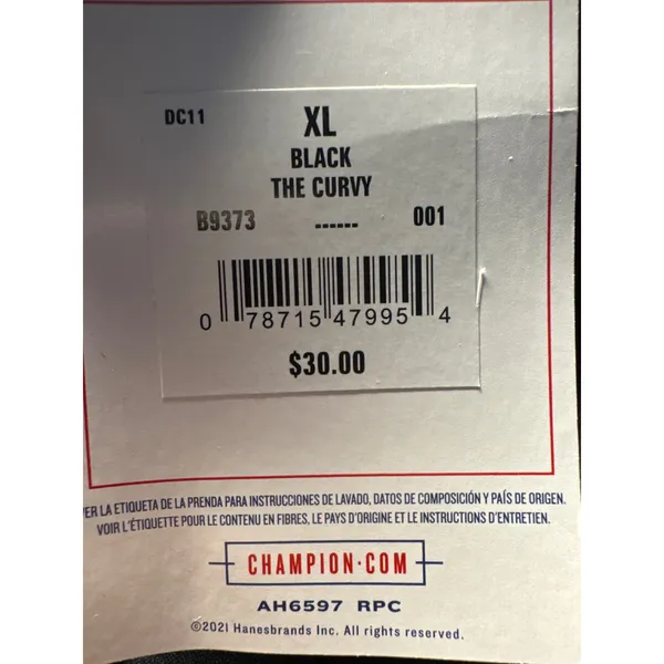 Champion The Curvy Sports Bra Black Moderate Support Racerback B9373 XL New - Image 2