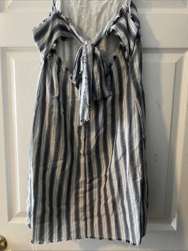 essue Navy and White Striped Mini Slip Dress - Image 4