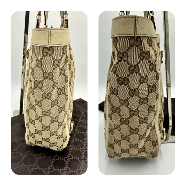 Gucci Beige/Cream GG Canvas And Leather Abbey D-Ring Tote - Image 9