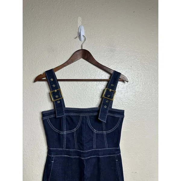 WeWoreWhat Corset Bustier Overall size M Dark Wash Denim Buckle Strap - Image 4
