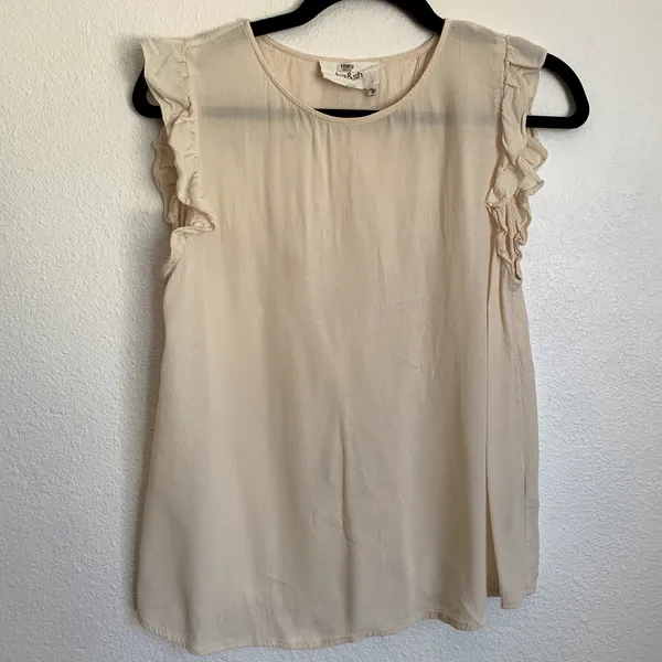 BA&SH Fani Ruffle-trimmed‎ Crepe Top in Cream - Image 3
