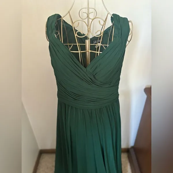 La Femme Green Off Shoulder Ruched Formal Gown Size 8 - Image 4