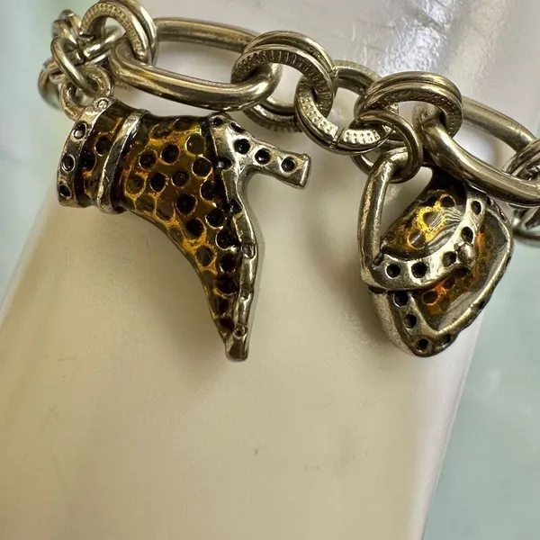 Silver tone Cookie Lee Fashionista High Heel Shoes Purses Charm Bracelet - Image 10