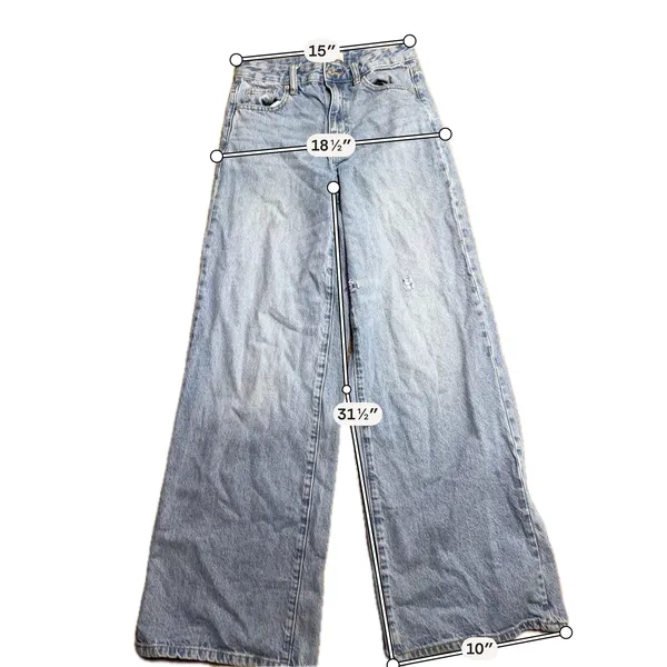 PacSun Jessie High Rise Baggie Jeans Light Wash Wide Leg‎ Distressed Size 25 - Image 4