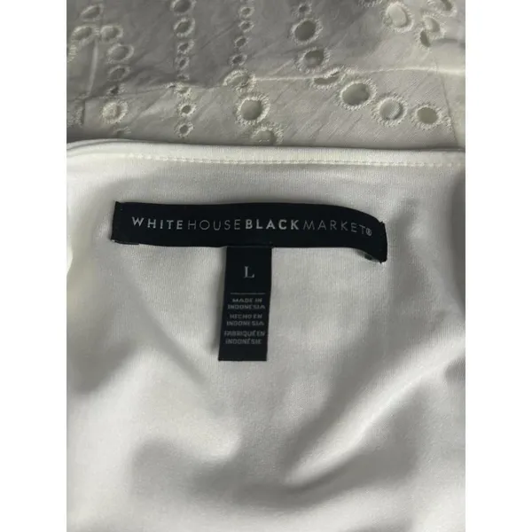 White House Black Market ivory casual MJ lace-up sleeveless tank Size Large - Image 6