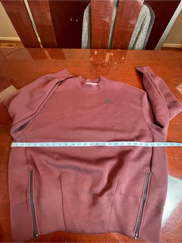 Nike Sportswear Tech Fleece Style Crewneck Sweatshirt Maroon Burgundy Sz S - Image 8