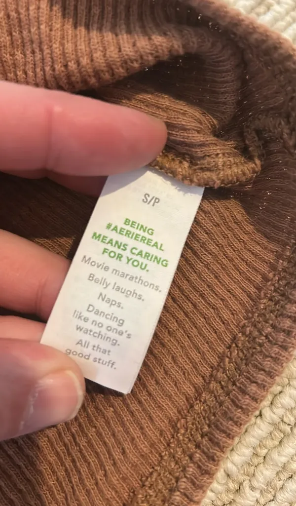 Aerie brown cropped waffle tee S - Image 3