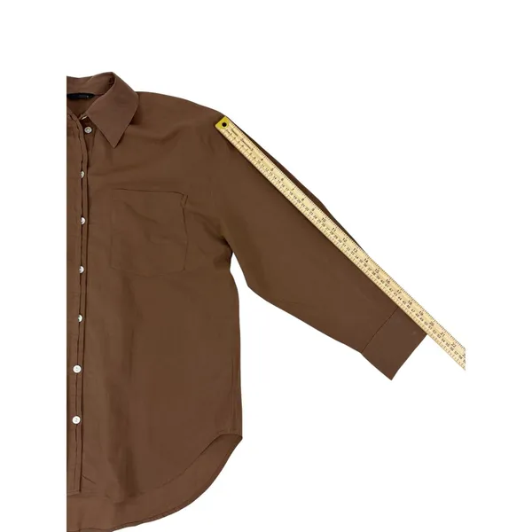 ZARA Brown Long Sleeve Button Down Shirt Size XS - Image 6
