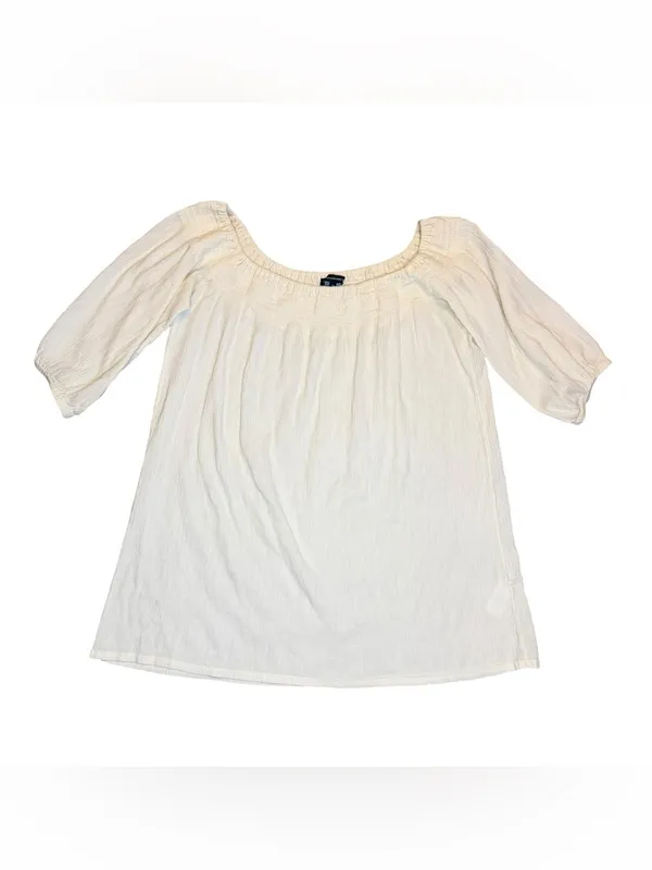 French Connection Ivory White Gauze Peasant Top Boho Off Shoulder Cottagecore S - Image 2