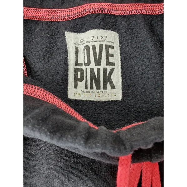 PINK Victorias Secret Sweatpants Women XS Black Neon Pink Side Stripe Limited ED - Image 3