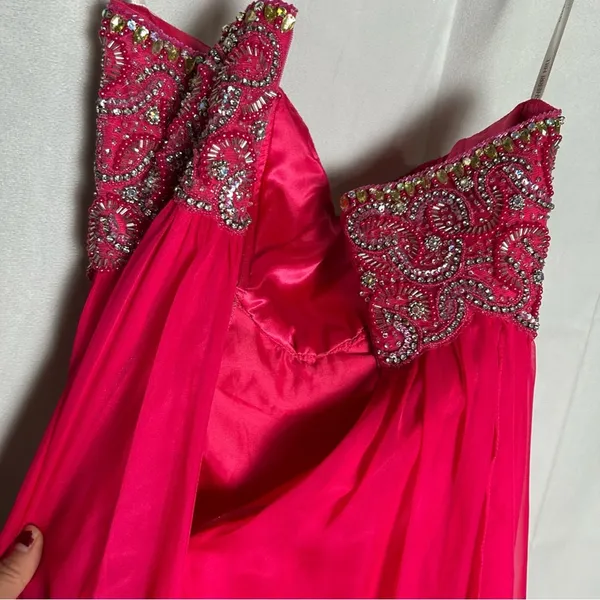 Vintage Sherri Hill Pink Rhinestone Strapless Formal‎ Prom Homecoming Dress 0 - Image 8