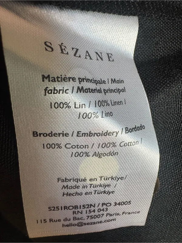 Sézane Ana Dress Black Linen Crochet Embroidered Shirt Mini Dress 36 - Image 5