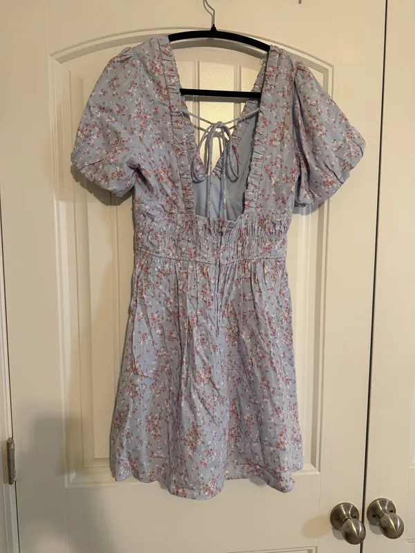 Altar'd State Floral Blue Puff Sleeve Dress - Image 2