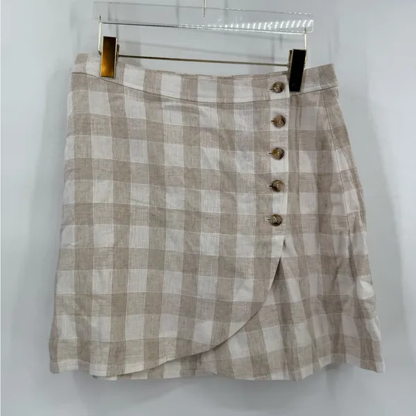 Madewell Linen-Blend Tulip-Hem Mini‎ Skirt Undyed Edition Women’s Size 10 - Image 3