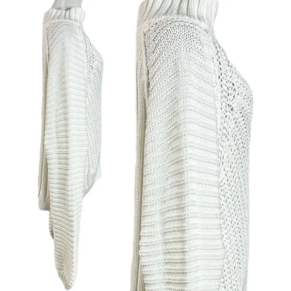 Free People Chunky Knit Sweetheart Mock Neck Sweater in Ivory White Large NWT - Image 9