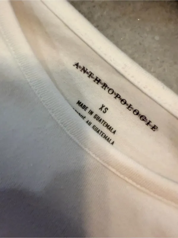 NWOT Anthropologie Size XS White Stretch Short Sleeve Raw Hem Stretch Crop Top - Image 9
