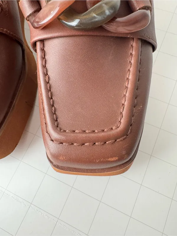 Naked Feet Mauve Platform Loafers with Chain Detail - Image 11