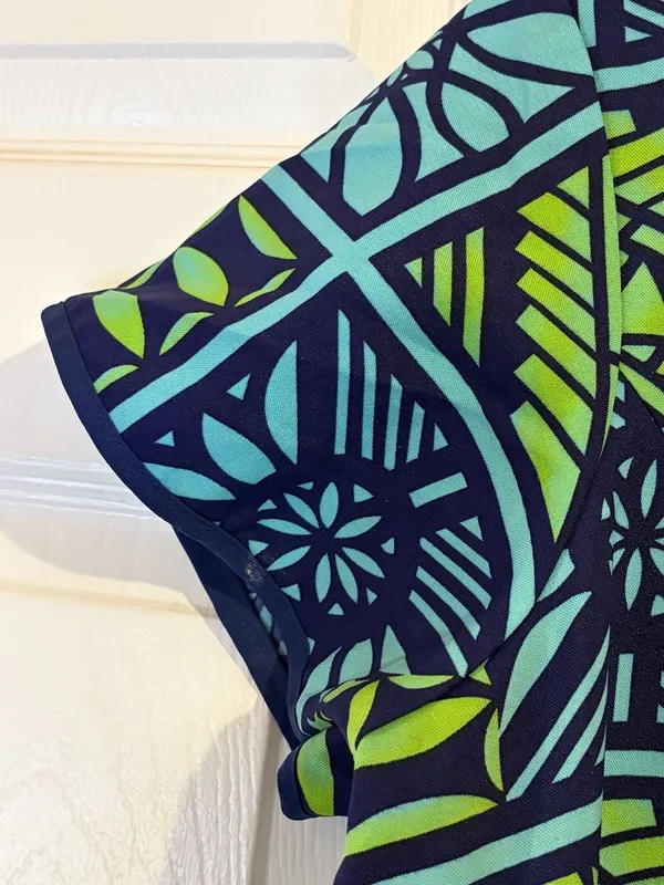 Polynesian Puletasi Blue Green for Women. Measurements in description - Image 8