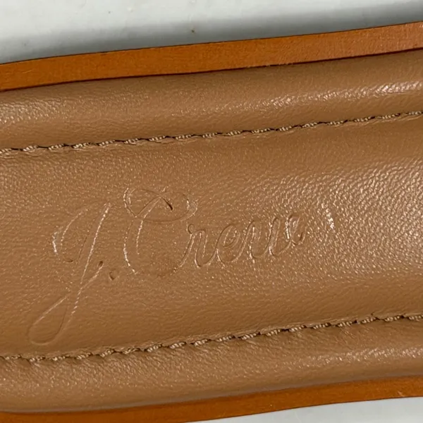 J Crew Slide Sandals Womens 7 Tan Ivory Canvas and Leather Classic Minimalist - Image 9